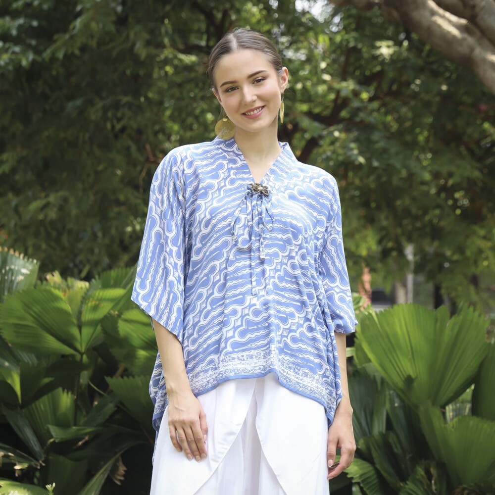 Comfortable Batik Top for Women - Hand Stamped