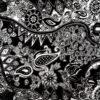 Black With White Paisley Yoga Pants For Women