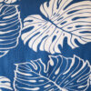 Blue with White Palm Summer Pants With V Hem